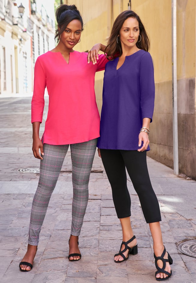 Stretch Cotton Notch Neck Tunic image number 4