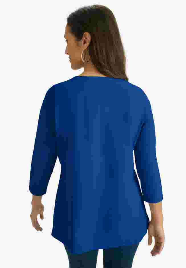 Stretch Cotton Notch Neck Tunic image number 1