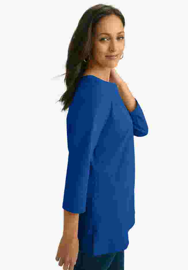 Stretch Cotton Notch Neck Tunic image number 2
