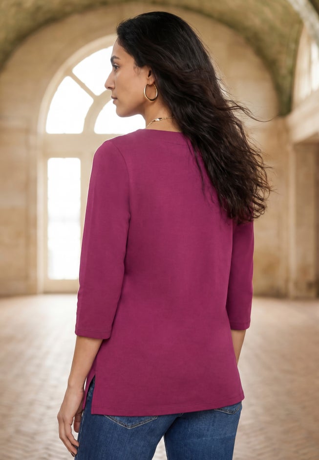 Stretch Cotton Notch Neck Tunic image number 1