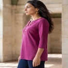 Stretch Cotton Notch Neck Tunic image number 2
