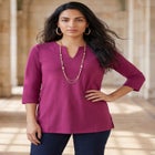 Stretch Cotton Notch Neck Tunic image number 0