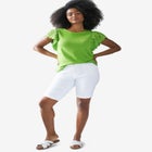 Mid-Rise Stretch Denim Bermuda Shorts image number null