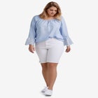 Mid-Rise Stretch Denim Bermuda Shorts image number null