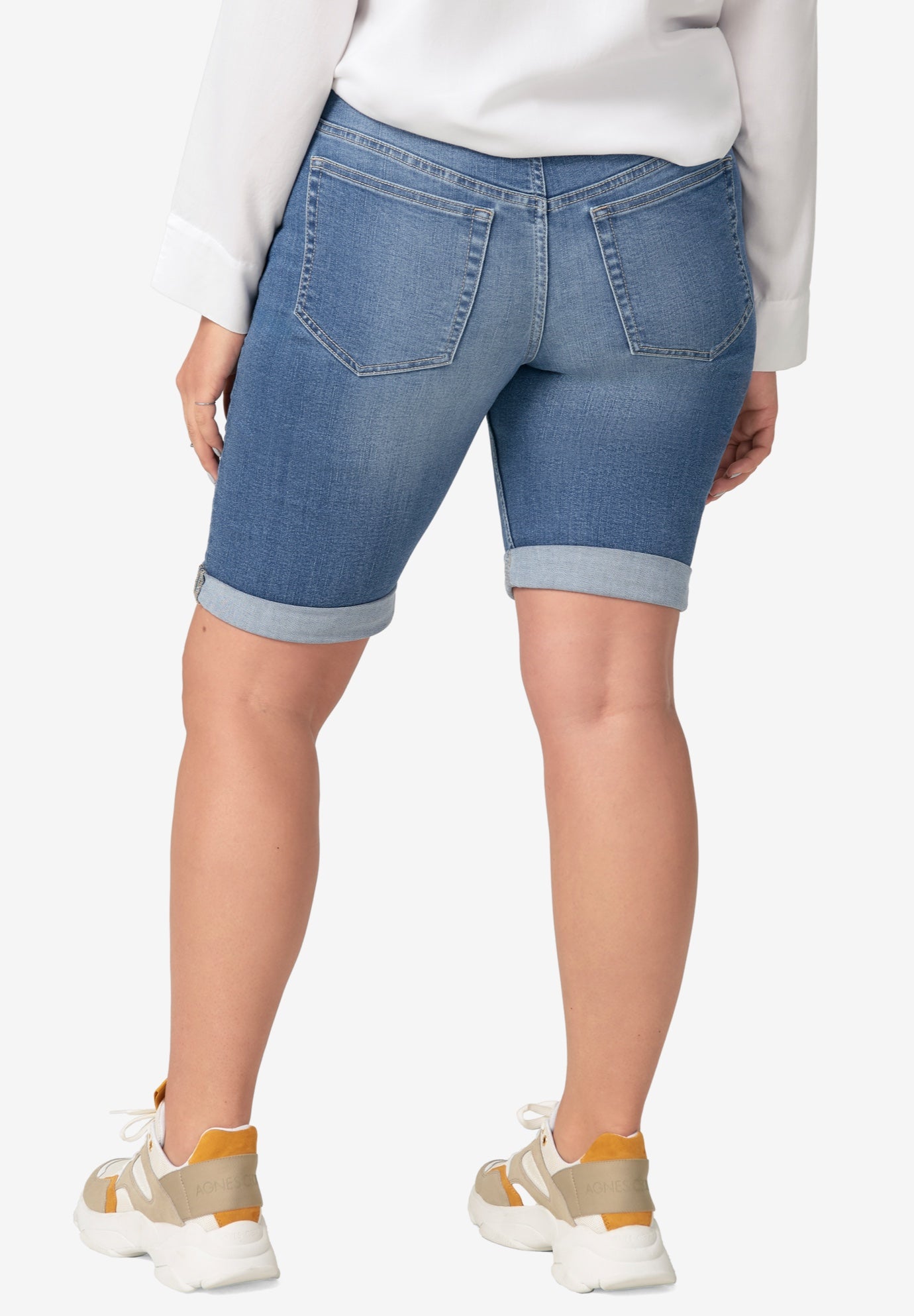 Stretch Denim Mid-rise Bermuda Shorts image number 1