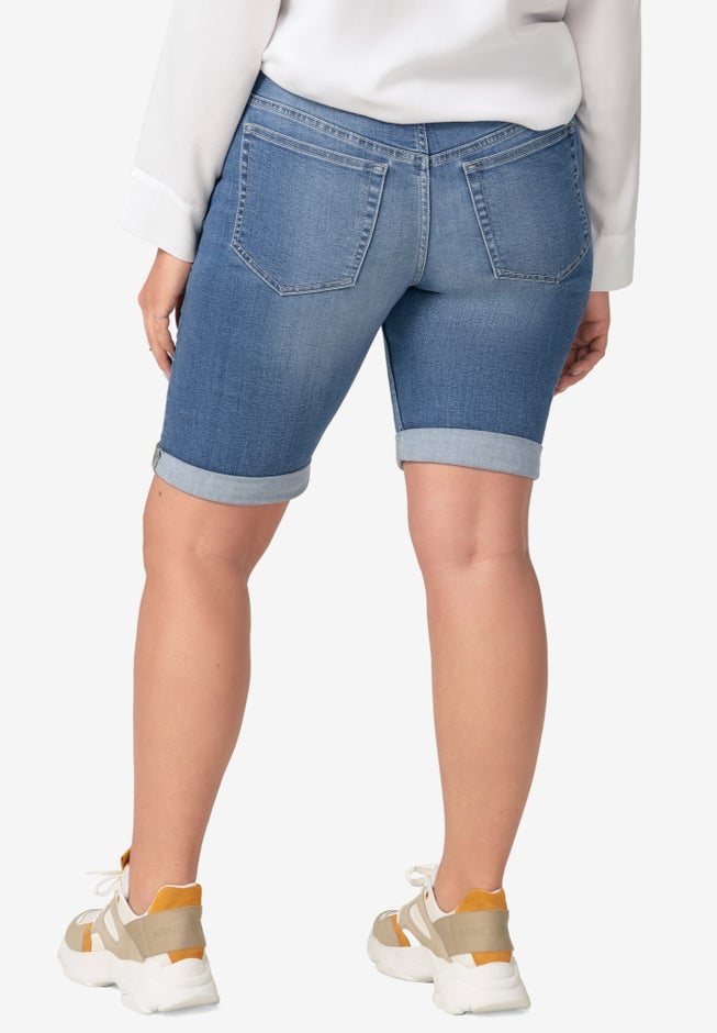 Stretch Denim Mid-rise Bermuda Shorts image number 1