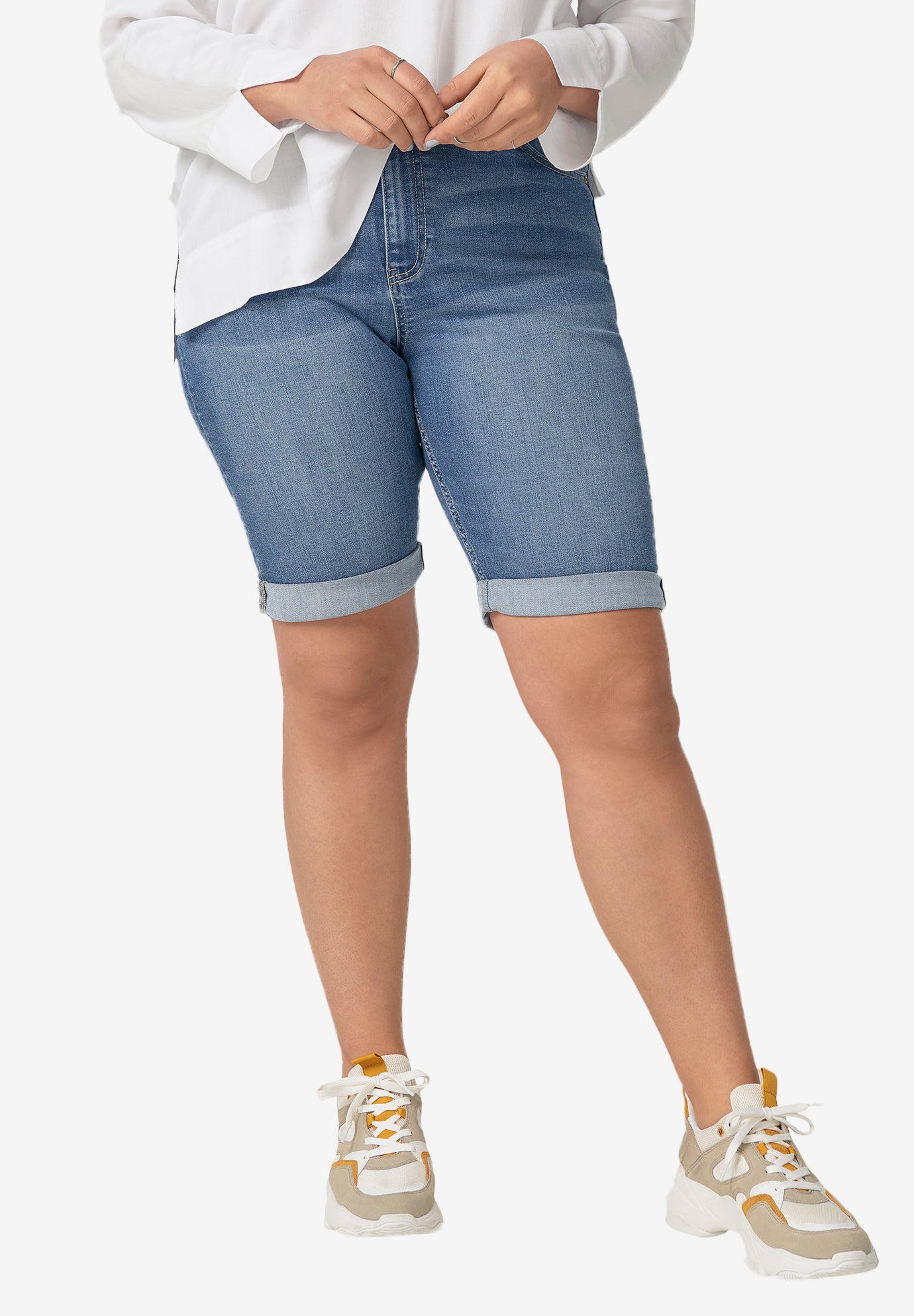 Stretch Denim Mid-rise Bermuda Shorts image number 0