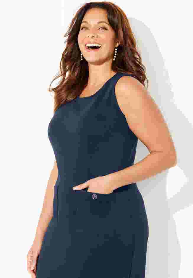 Ponte Sleeveless Shift Dress image number 3