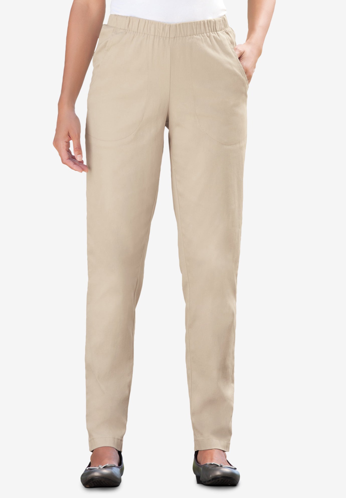 Straight Leg Fineline Pull-On Stretch Denim Jeans image number 1