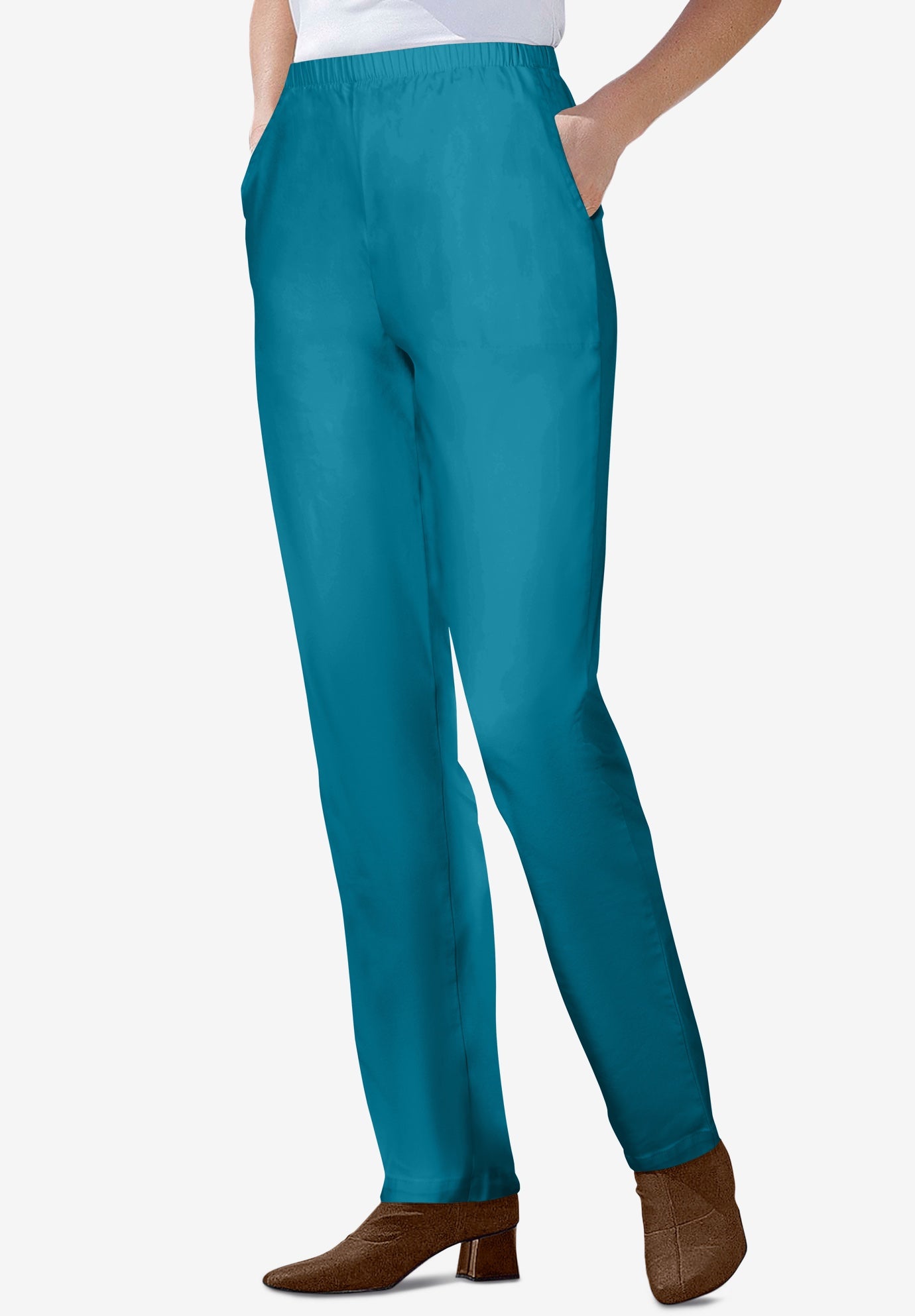 Straight Leg Fineline Pull-On Stretch Denim Jeans image number 2