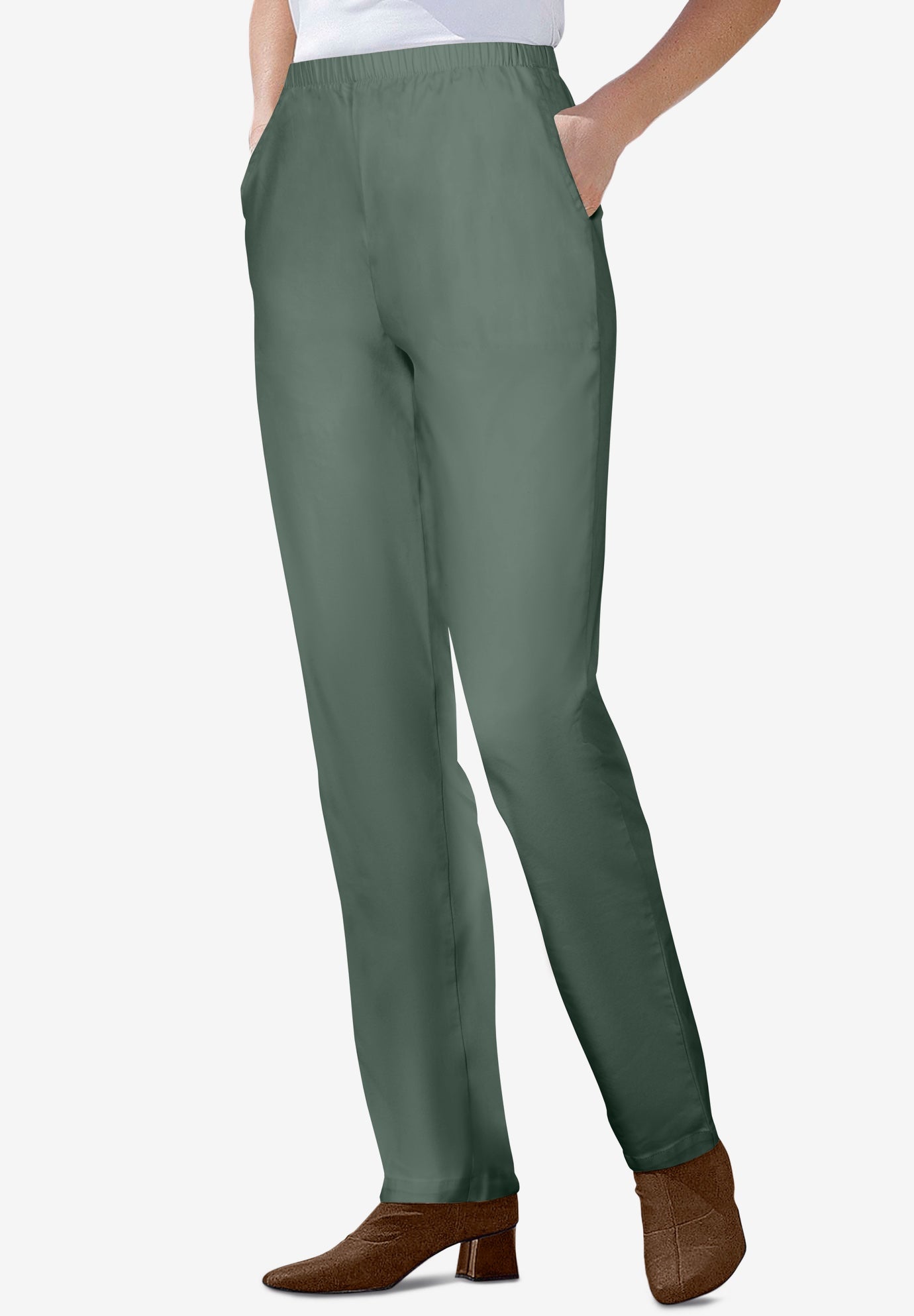 Straight Leg Fineline Pull-On Stretch Denim Jeans image number 2