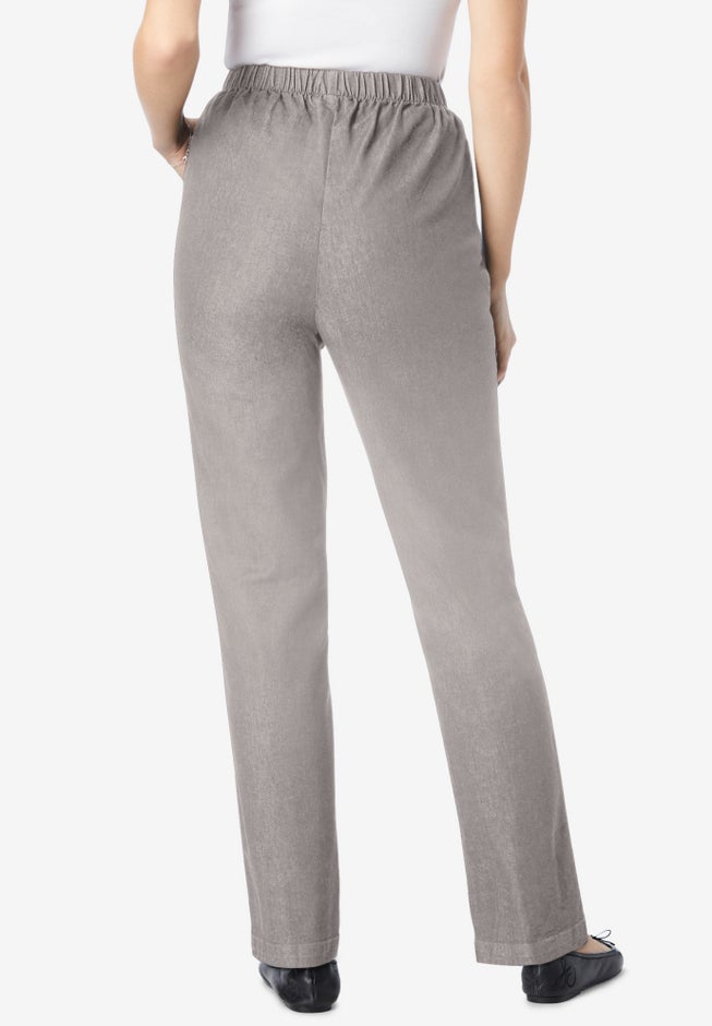 Straight Leg Fineline Pull-On Stretch Denim Jeans image number 1