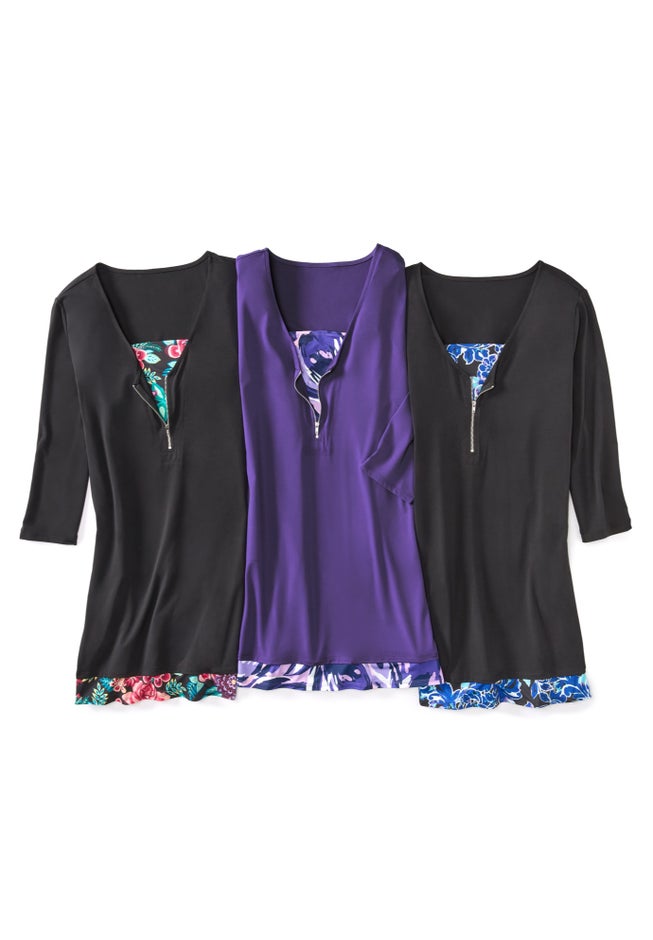 Half-Zip V-Neck Tunic Duet image number 1