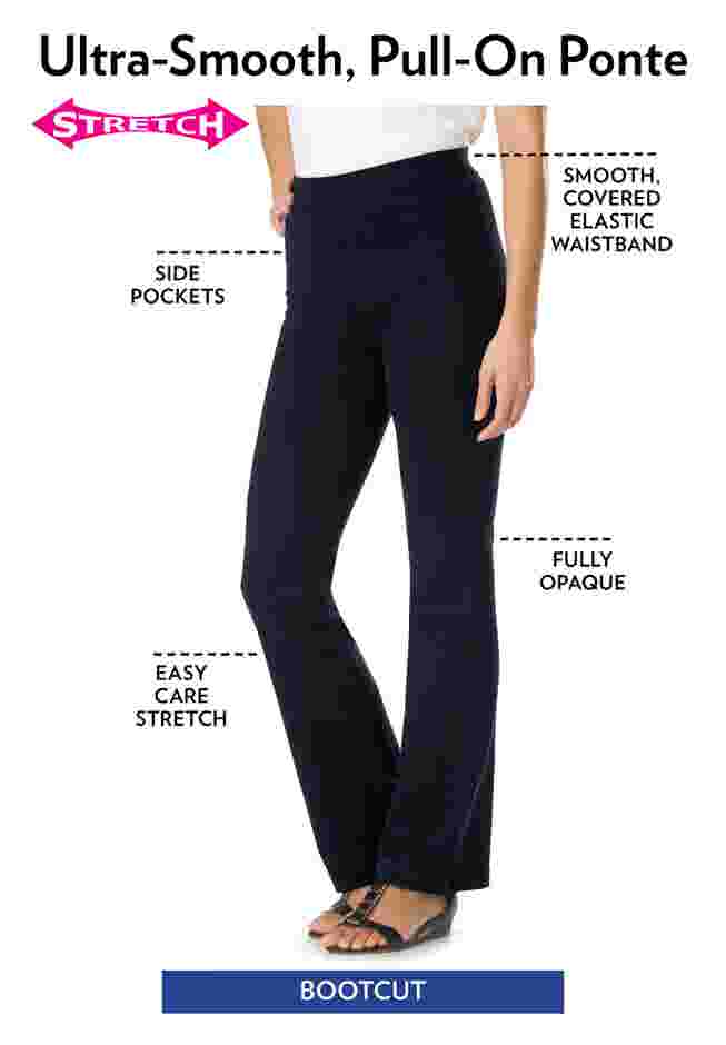 Women’s Plus-Size Stretch Ponte Knit Pull-On Bootcut Pants image number 5