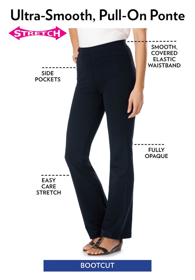 Stretch Ponte Knit Pull-On Bootcut Pants image number 0