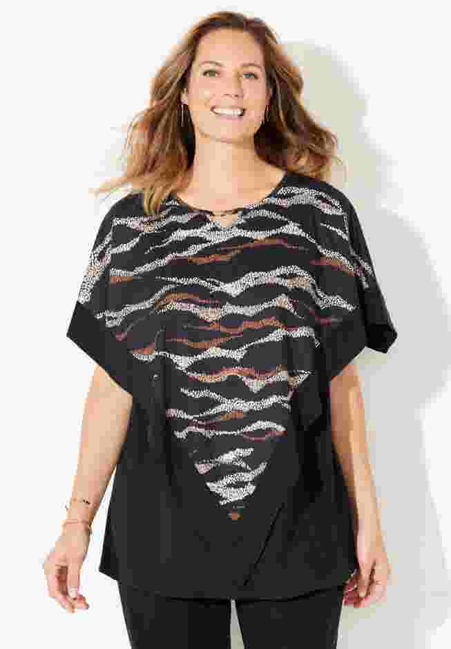 AnyWear Poncho Overlay Duet Top image number 0