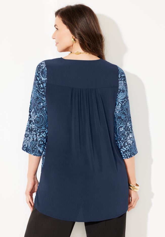 V-Neck Pleated Tunic image number 1