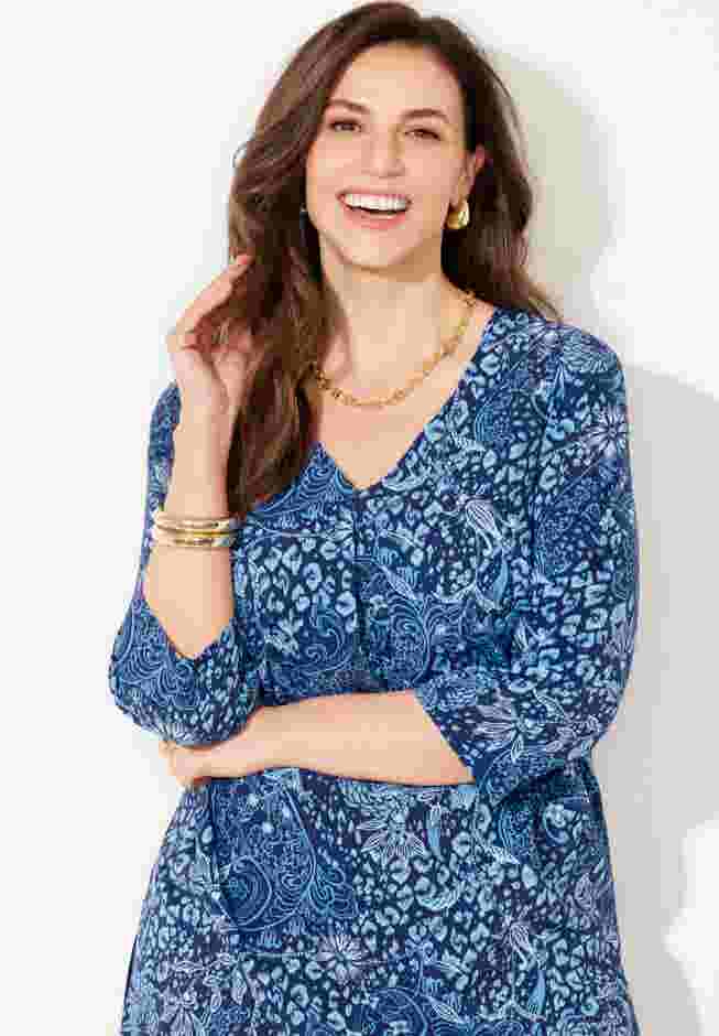 V-Neck Pleated Tunic image number 3