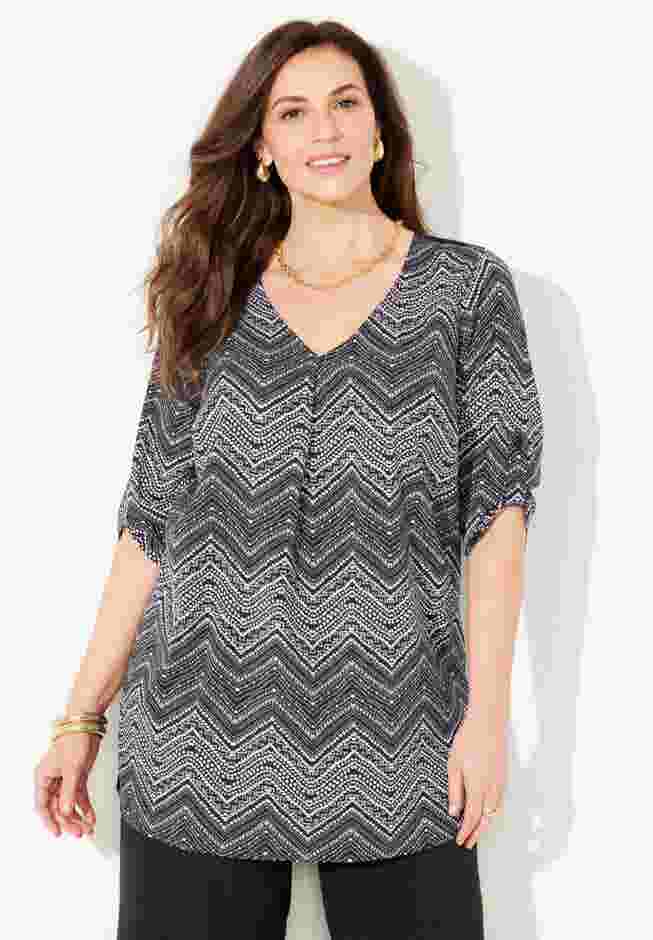 V-Neck Pleated Tunic image number 0