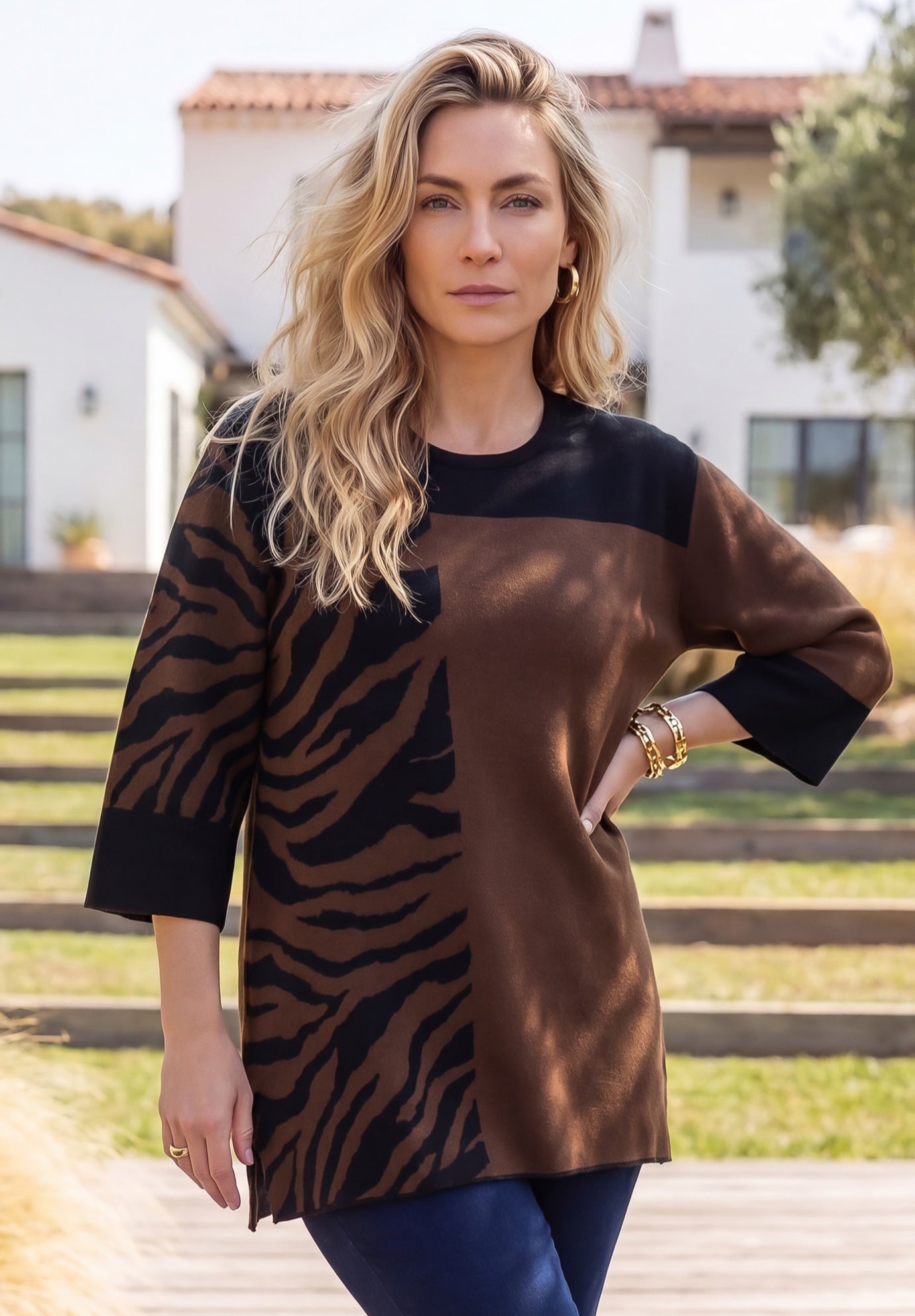 Jacquard Colorblock Pullover image number 0