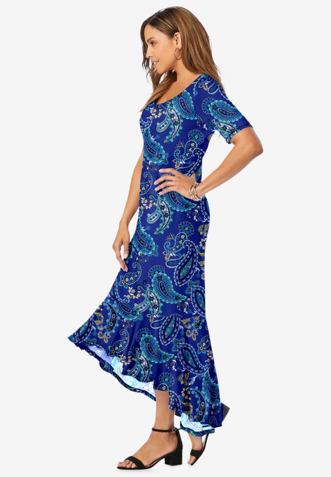 Stretch Knit Flounce Hem Maxi Dress image number 3