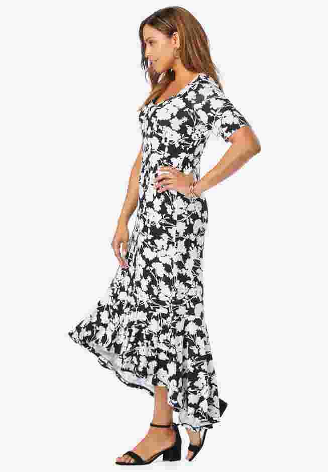 Stretch Knit Flounce Hem Maxi Dress image number 2
