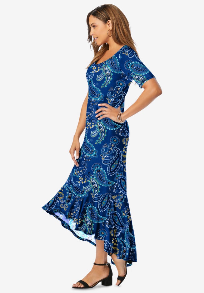 Stretch Knit Flounce Hem Maxi Dress image number 2