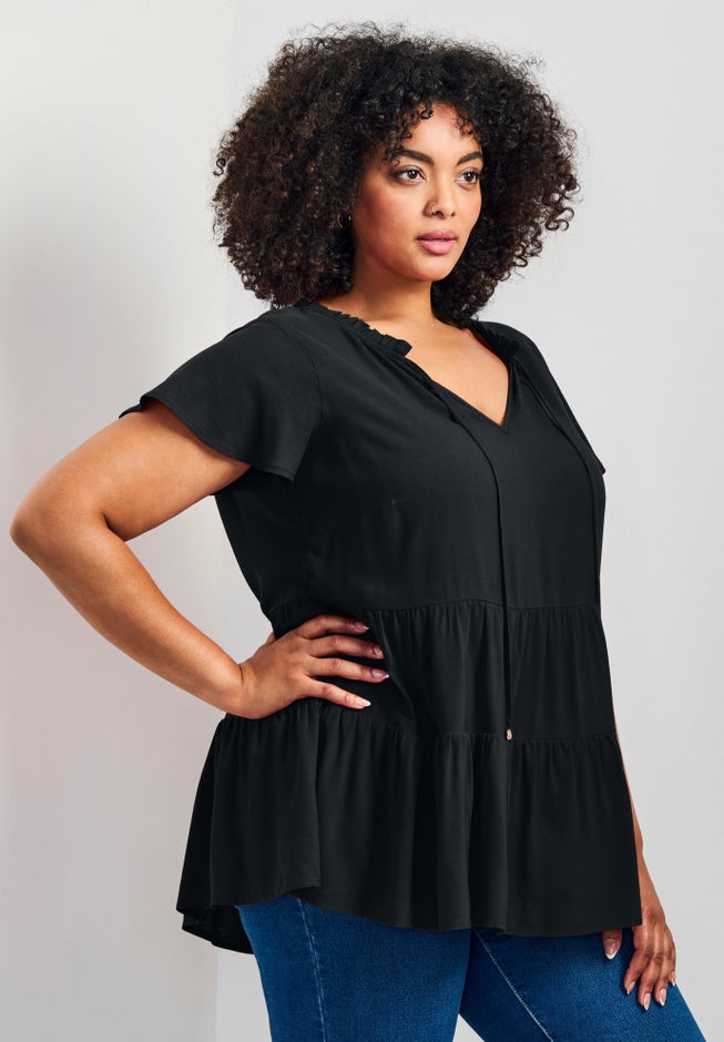 Lani Flutter Sleeve Tiered Top image number 2