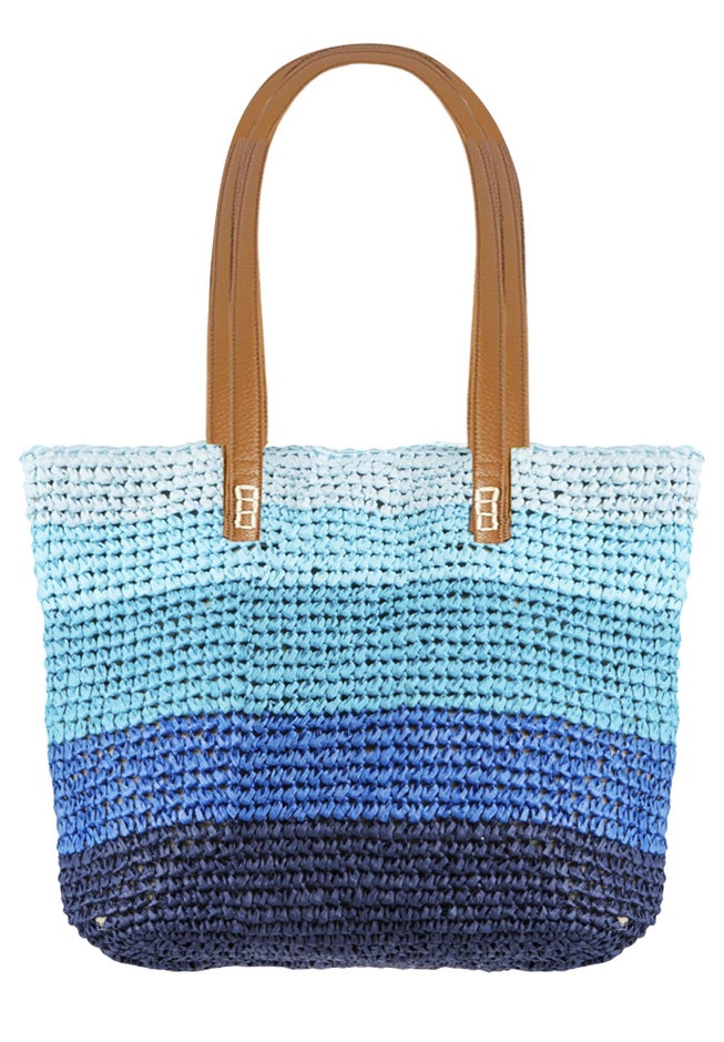 Color Block Straw Tote image number 1