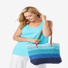 Color Block Straw Tote image number null