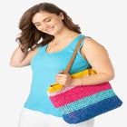 Color Block Straw Tote image number null