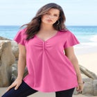 Plus Size Cotton Ultimate Flutter Sleeve Sweetheart Tee image number null