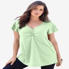 Plus Size Cotton Ultimate Flutter Sleeve Sweetheart Tee image number null