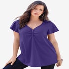 Plus Size Cotton Ultimate Flutter Sleeve Sweetheart Tee image number null