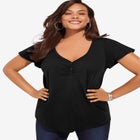 Plus Size Cotton Ultimate Flutter Sleeve Sweetheart Tee image number null