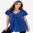 Plus Size Cotton Ultimate Flutter Sleeve Sweetheart Tee image number null