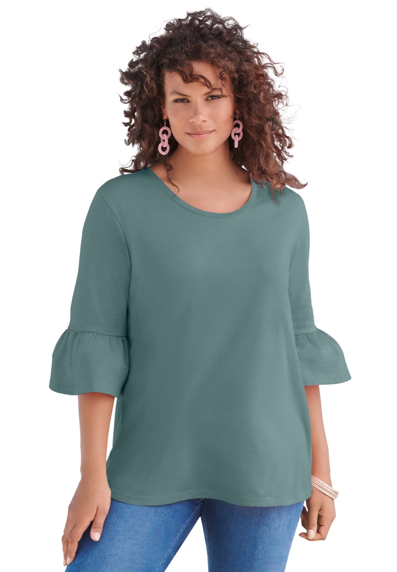 Plus Size Cotton Ultimate Bell Sleeve Tee image number 0
