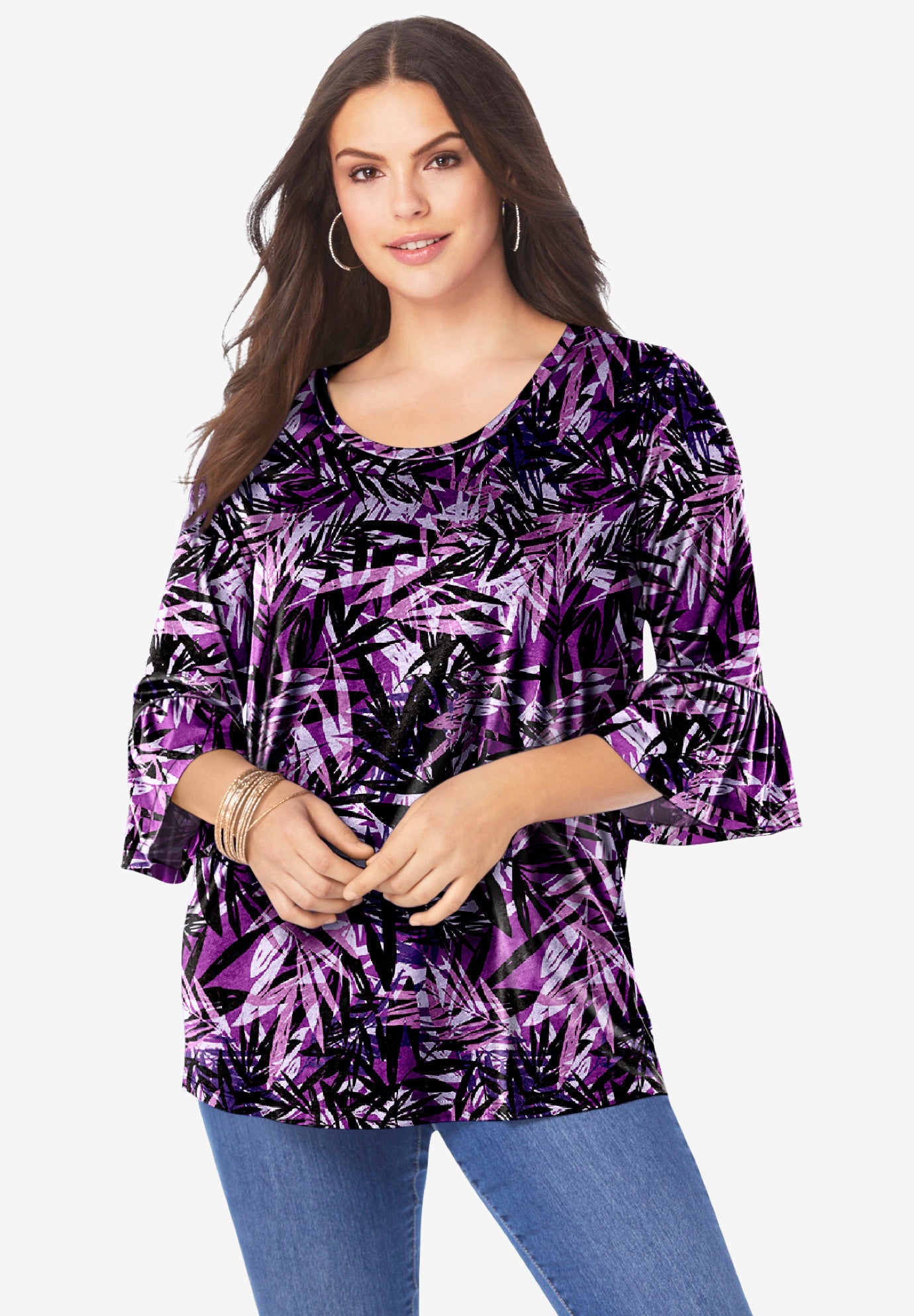 Plus Size Cotton Ultimate Bell Sleeve Tee image number 0