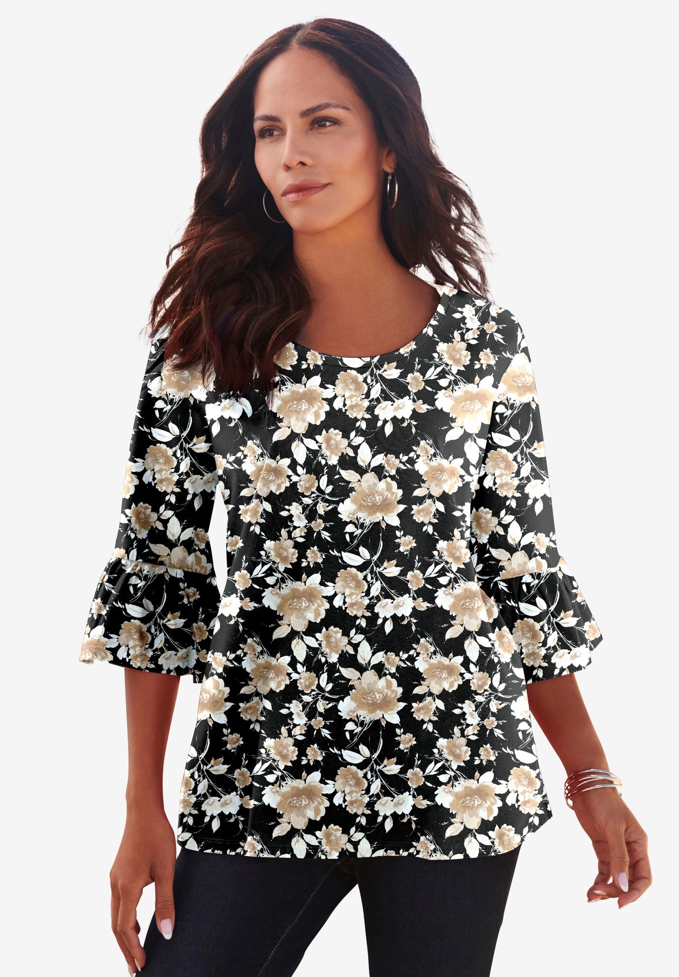 Plus Size Cotton Ultimate Bell Sleeve Tee image number 0