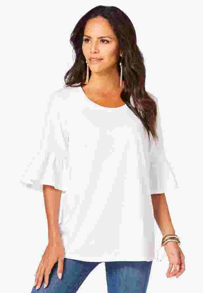 Plus Size Cotton Ultimate Bell Sleeve Tee image number 0