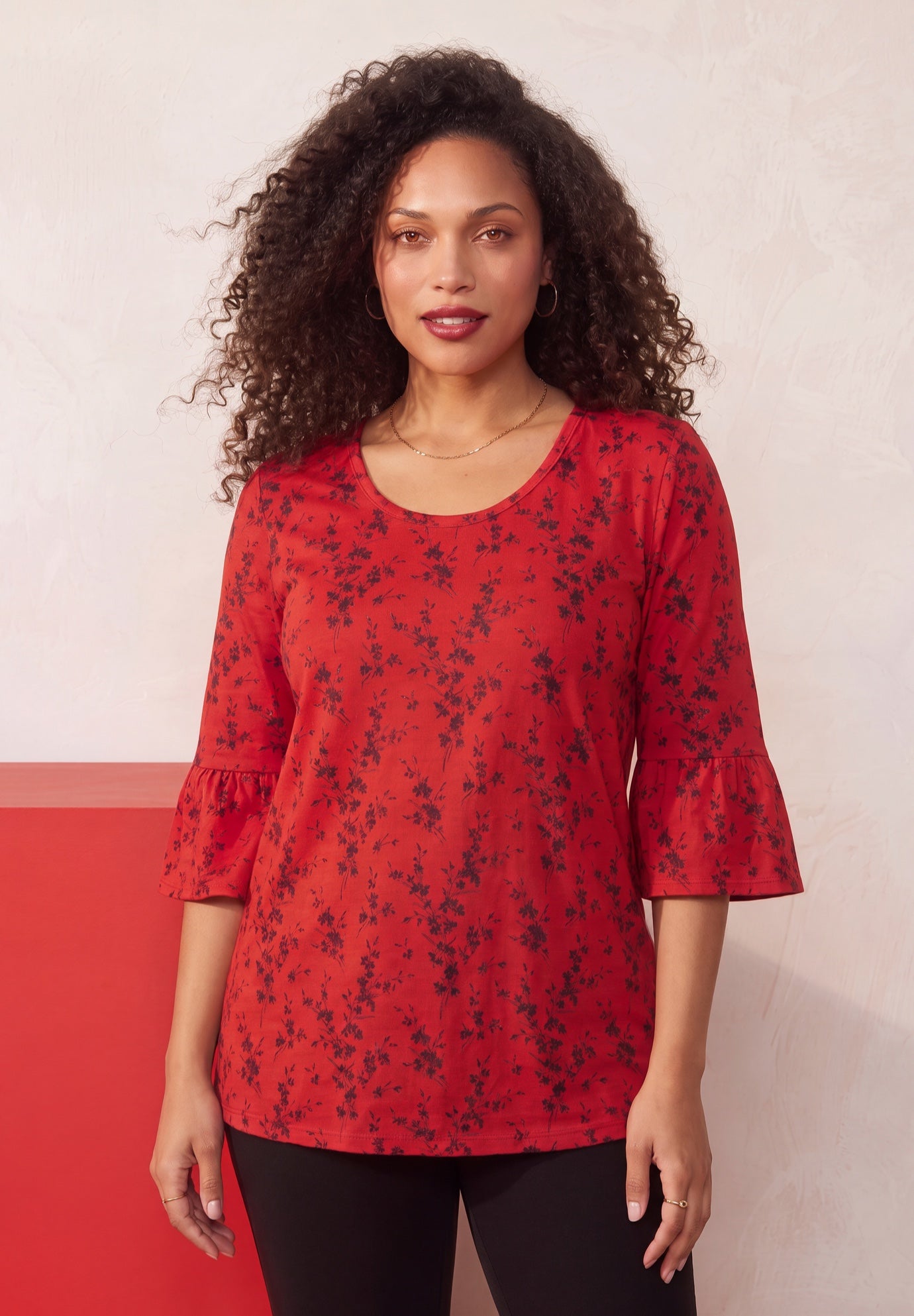 Plus Size Cotton Ultimate Bell Sleeve Tee image number 0