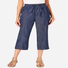 Plus Size Chambray Wide Leg Capri Pant image number null