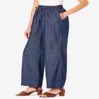 Plus Size Pull On Wide Leg Chambray Pant image number null