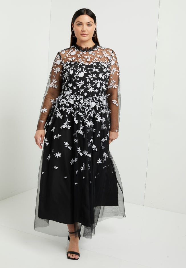 Mesh-Overlay Maxi Dress image number 2
