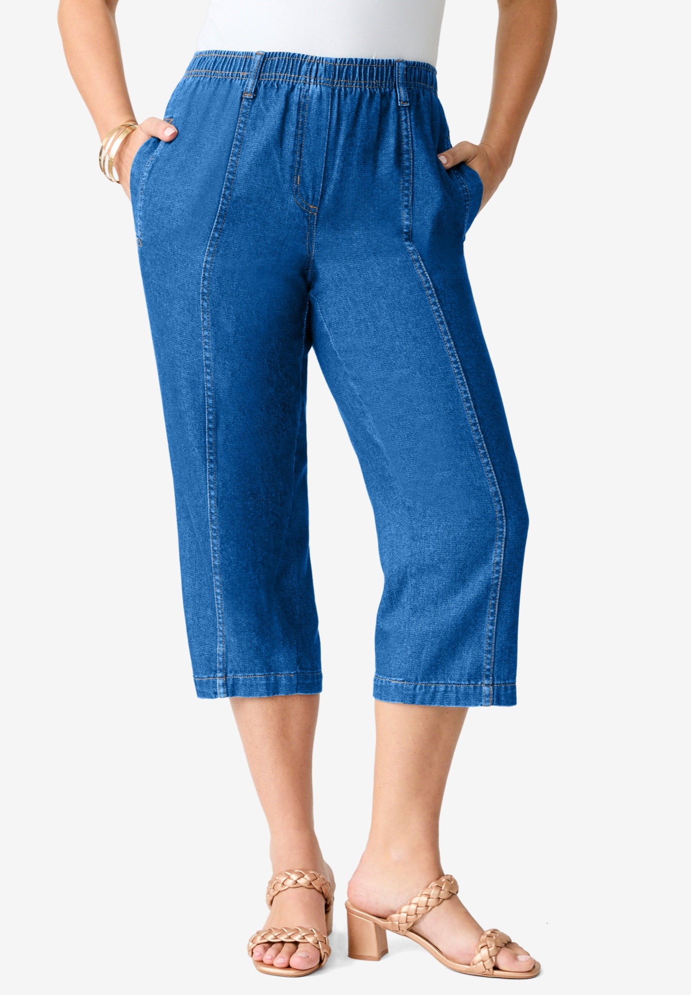 Plus Size Easy-Wear Straight Leg Capri image number 0