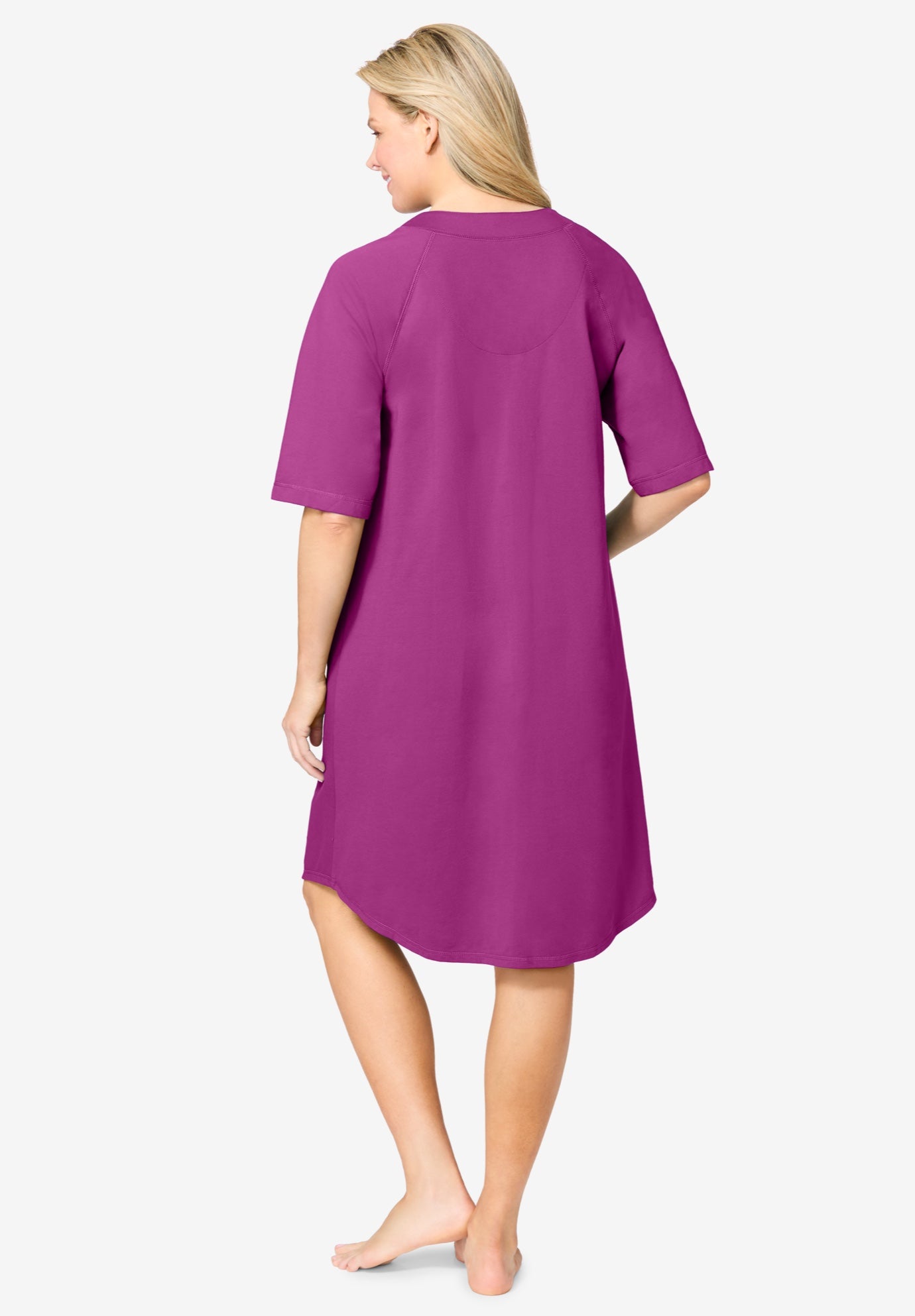Short French Terry Zip-Front Robe image number 1
