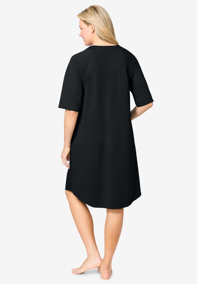 Short French Terry Zip-Front Robe image number 1