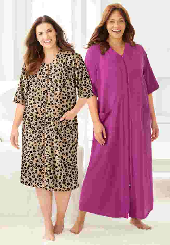 Long French Terry Zip-Front Robe image number 3