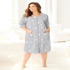 Short French Terry Zip-Front Robe image number null