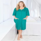 Short French Terry Zip-Front Robe image number null